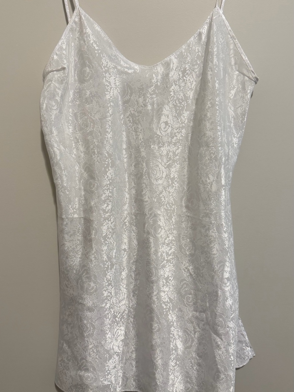 White Satin Jacquard Slip Dress